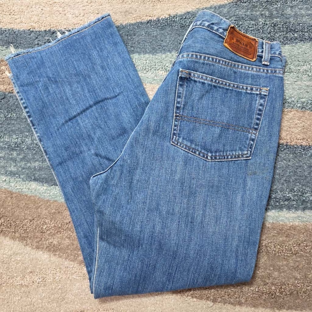 Polo Ralph Lauren Authentic Dungarees Jeans 35x32 Made USA Fabric Vintage Y2K